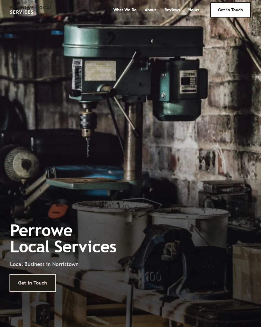 Home page of Perrowe Local Services, a demonstration local business site